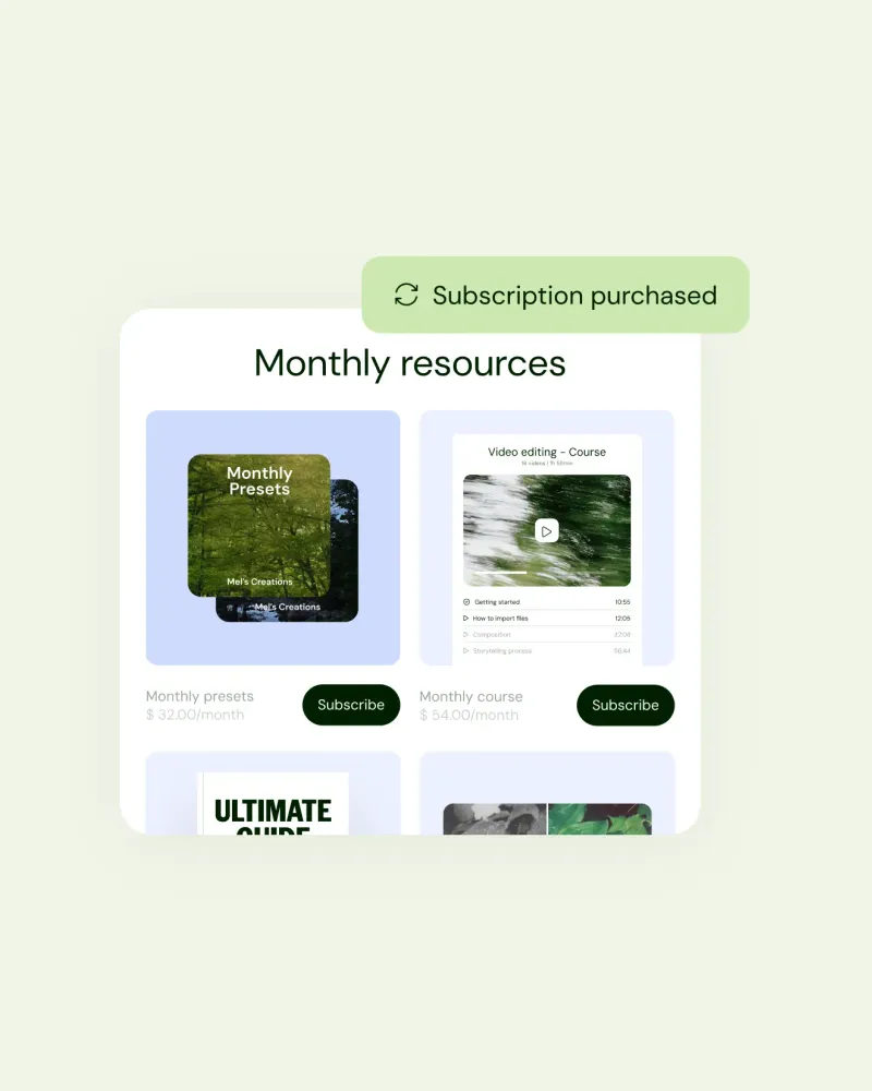 Selling subscriptions from a Sellfy store