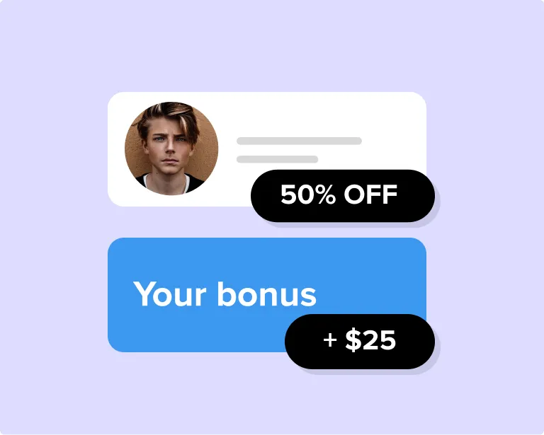 A $25 bonus added to your Sellfy account and 50% off for your friend
