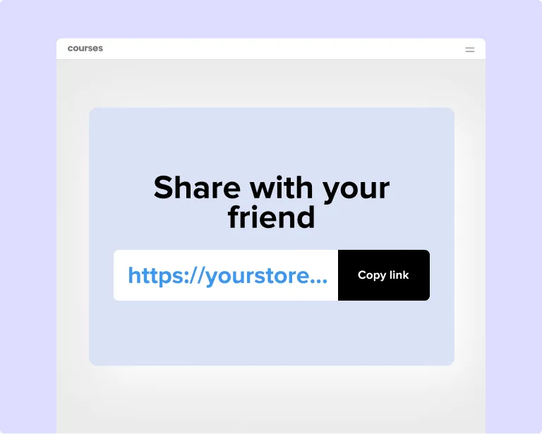 Copying a Sellfy referral link to share with a friend
