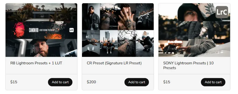 Themed Lightroom preset packs example