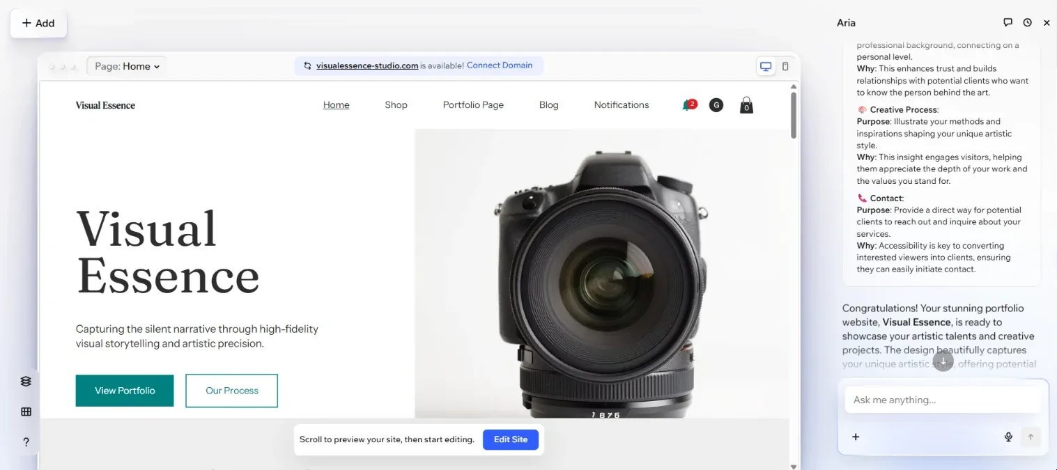 Wix AI-generated site builder