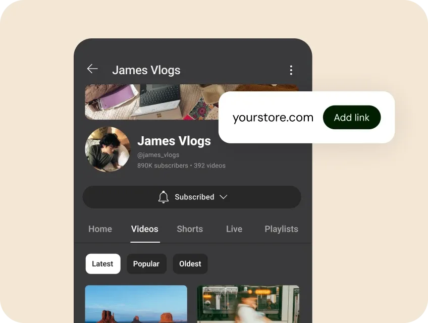 A Sellfy store link in a YouTube video description